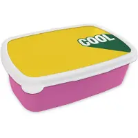 MuchoWow Broodtrommel Roze - Lunchbox Cool - Geel - Groen - Brooddoos 18x12x6 cm - Brood lunch box - Broodtrommels voor kinderen en volwassenen