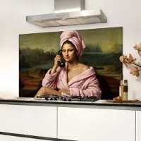 KitchenYeah Spatscherm keuken 100x65 cm - Kookplaat achterwand Mona - Klassiek - Roze - Muurbeschermer - Spatwand fornuis - Hoogwaardig aluminium