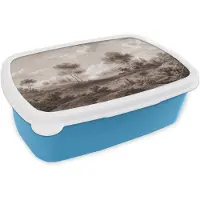 MuchoWow Broodtrommel Blauw - Lunchbox Klassiek - Landschap - Neutraal - Brooddoos 18x12x6 cm - Brood lunch box - Broodtrommels voor kinderen en volwassenen