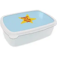 MuchoWow Broodtrommel Wit - Lunchbox Ster - Today is a good day - Blauw - Brooddoos 18x12x6 cm - Brood lunch box - Broodtrommels voor kinderen en volwassenen