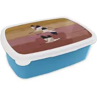 MuchoWow Broodtrommel Blauw - Lunchbox Vogels - Snavel - Abstract - Brooddoos 18x12x6 cm - Brood lunch box - Broodtrommels voor kinderen en volwassenen
