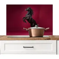 KitchenYeah Spatscherm keuken 80x55 cm - Kookplaat achterwand Hengst - Steigert - Rood - Muurbeschermer - Spatwand fornuis - Hoogwaardig aluminium