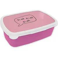 MuchoWow Broodtrommel Roze - Lunchbox Tekstwolkje - BLAH BLAH BLAH - Roze - Brooddoos 18x12x6 cm - Brood lunch box - Broodtrommels voor kinderen en volwassenen