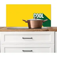KitchenYeah Spatscherm keuken 90x45 cm - Kookplaat achterwand Cool - Geel - Groen - Muurbeschermer - Spatwand fornuis - Hoogwaardig aluminium