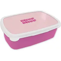 MuchoWow Broodtrommel Roze - Lunchbox Bisou - Roze - Schaduw - Brooddoos 18x12x6 cm - Brood lunch box - Broodtrommels voor kinderen en volwassenen