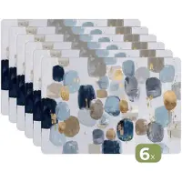 KitchenYeah Placemats - 6 stuks - 45x30 cm - Placemat kunststof - Abstract - Goud - Vormen - Borden onderleggers - Decoratie voor op tafel - Keuken tafeldecoratie accessoires - Vinyl onderlegger - Tafelversiering
