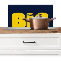 KitchenYeah Spatscherm keuken 70x30 cm - Kookplaat achterwand Think big - Blauw - Geel - Muurbeschermer - Spatwand fornuis - Hoogwaardig aluminium