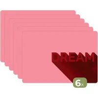 KitchenYeah Placemats - 6 stuks - 45x30 cm - Placemat kunststof - Dream - 3D - Rood - Roze - Borden onderleggers - Decoratie voor op tafel - Keuken tafeldecoratie accessoires - Vinyl onderlegger - Tafelversiering