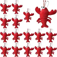 VHV - Sleutelhanger - Knuffel sleutelhanger - Kreeft sleutelhanger - Set van 16 - Pluche - Uitdeelcadeautjes - Voor kinderfeestje en rugzak - Rood
