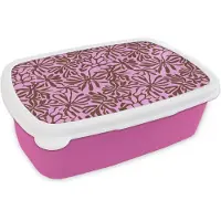 MuchoWow Broodtrommel Roze - Lunchbox Organisch - Patroon - Roze - Brooddoos 18x12x6 cm - Brood lunch box - Broodtrommels voor kinderen en volwassenen