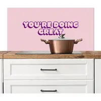 KitchenYeah Spatscherm keuken 100x50 cm - Kookplaat achterwand You're doing great - roze - 3D - Muurbeschermer - Spatwand fornuis - Hoogwaardig aluminium