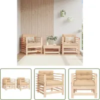 The Living Store Tuinset - Tuinstoelen - Tuinstoelen 2 st met kussens massief grenenhout - Lounge Stoel - Hout Tuinstoel - Grenenhout