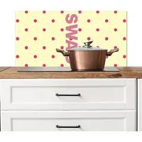 KitchenYeah Spatscherm keuken 90x45 cm - Kookplaat achterwand Swag - Roze - Stippen - Geel - Muurbeschermer - Spatwand fornuis - Hoogwaardig aluminium
