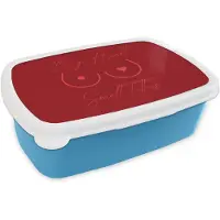 MuchoWow Broodtrommel Blauw - Lunchbox big heart small titties - Hart - Rood - Brooddoos 18x12x6 cm - Brood lunch box - Broodtrommels voor kinderen en volwassenen