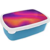 MuchoWow Broodtrommel Blauw - Lunchbox Abstract - Patroon - Kleurverloop - Brooddoos 18x12x6 cm - Brood lunch box - Broodtrommels voor kinderen en volwassenen