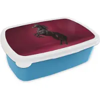 MuchoWow Broodtrommel Blauw - Lunchbox Hengst - Steigert - Rood - Brooddoos 18x12x6 cm - Brood lunch box - Broodtrommels voor kinderen en volwassenen
