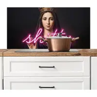 KitchenYeah Spatscherm keuken 100x50 cm - Kookplaat achterwand Ironisch - Tekst - Neon - Muurbeschermer - Spatwand fornuis - Hoogwaardig aluminium