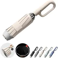 VHV -Automatische Paraplu met Ringhandvat en Reflectiestrip - Windbestendige Omgekeerde Paraplu - Compacte Opvouwbare Stormparaplu - Veilige Reisparaplu - Beige