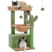 Famanu kattenboom met hangmat - Krabpaal voor katten - 102 cm - Groen