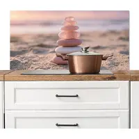 KitchenYeah Spatscherm keuken 100x50 cm - Kookplaat achterwand Stenen - Zand - Roze - Muurbeschermer - Spatwand fornuis - Hoogwaardig aluminium
