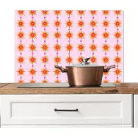 KitchenYeah Spatscherm keuken 90x60 cm - Kookplaat achterwand Zon - Motief - Roze - Muurbeschermer - Spatwand fornuis - Hoogwaardig aluminium