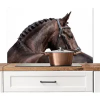 KitchenYeah Spatscherm keuken 100x65 cm - Kookplaat achterwand Portret - Paard - Elegant - Muurbeschermer - Spatwand fornuis - Hoogwaardig aluminium