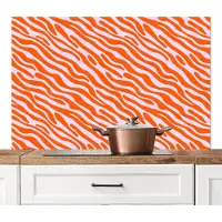 KitchenYeah Spatscherm keuken 120x80 cm - Kookplaat achterwand Strepen - Dynamisch - Oranje - Muurbeschermer - Spatwand fornuis - Hoogwaardig aluminium