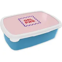 MuchoWow Broodtrommel Blauw - Lunchbox Grl pwr - Roze - Kader - Brooddoos 18x12x6 cm - Brood lunch box - Broodtrommels voor kinderen en volwassenen