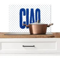 KitchenYeah Spatscherm keuken 60x40 cm - Kookplaat achterwand Ciao - Stippen - Roze - Wit - Muurbeschermer - Spatwand fornuis - Hoogwaardig aluminium