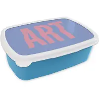 MuchoWow Broodtrommel Blauw - Lunchbox Art - Roze - Blauw - Brooddoos 18x12x6 cm - Brood lunch box - Broodtrommels voor kinderen en volwassenen