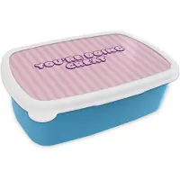 MuchoWow Broodtrommel Blauw - Lunchbox Paars - Strepen - You're doing great - Schaduw - Brooddoos 18x12x6 cm - Brood lunch box - Broodtrommels voor kinderen en volwassenen