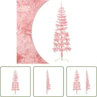 The Living Store Kunstkerstboom, halvhoge variant, met voet, slank, roze, 150 cm