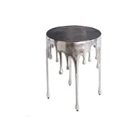 Invicta Extravagante bijzettafel LIQUID LINE 50cm zilver traandesign metaal aluminium rond - 39883