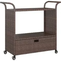 vidaXL Serveerwagen met lade 100x45x97 cm poly rattan bruin