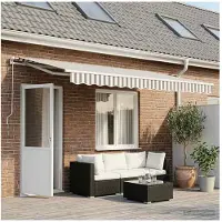 vidaXL Vervangingsdoek voor zonnescherm Lichtgrijs en wit 581 x 345 cm