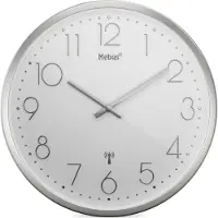Mebus 19776 Wandklok Zendergestuurd 25 cm x 40 mm Zilver Slepend uurwerk (geluidsloos)