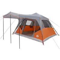 vidaXL Familietent met dak Grijs en Oranje 305 x 275 x 190 cm