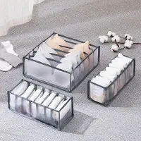 Merkloos Opbergbox voor ondergoed, inklapbare lade, organizer met compartimenten, scheidingswand voor BH's, sokken, stropdassen, organizer, 3 stuks, grijs
