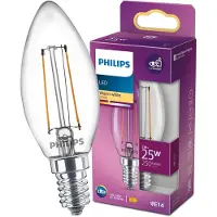 Philips Čirá gloeilamp, type kaars, met een traditionele uitstraling, 25 W, B35 fitting, E14, 2 W, 25 W, E14, 250 lm, 15000 uur, warm wit