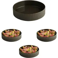 Aps The Grid Diepe Borden - Porselein Bordenset - Luxe Pastaborden - Bruin - 23 cm (3 stuks)