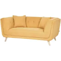 Beliani HABO - 2-zitsbank met ottomaan - Mosterdgeel - Polyester