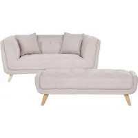Beliani HABO - 2-zitsbank met ottomaan - Beige - Polyester