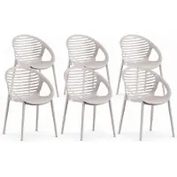 DS4U - Stijn tuinstoel - Set van 6 - Beige - Kunststof - Stapelbaar