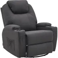 MCombo Massagestoel 7020 – Donkergrijs Microvezel – Relax & TV Stoel - Handmatig verstellen