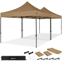 Vonroc Partytent - 6x3m - Premium easy-up Partytent | set incl. 2x Tent en 1x koppelsysteem – Beige