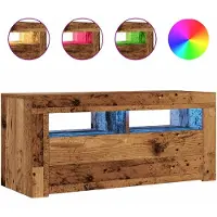 vidaXL Tv-meubel met LED 90x35x40 cm bewerkt hout oud hout
