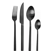 Pinti Inox Bestekset Duke - Bestekset 6 Persoons - Bestekset 24-delig - Zwart - Vaatwasbestendig
