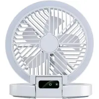 Lifetime Air Tafelventilator Oplaadbaar - Mini USB Ventilator 1200mAh - 5 Snelheden En LED Display - 21x20,5x23cm - Wit