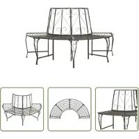 The Living Store Boombank - Halfrond - Staal - 160 x 80 x 89 cm - Zilvergrijs