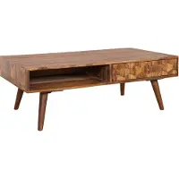 Invicta Massieve salontafel MYSTIC LIVING 100cm Sheesham naturel 3D oppervlak massief hout - 39743